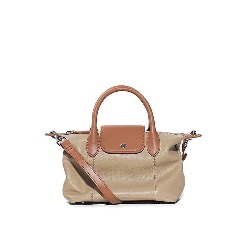 

New first-layer cowhide fashionable dumpling bag, commuting versatile leather high-end contrasting color large-capacity handbag women