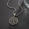 304 Stainless Steel Men's Necklace with Embossed Tree of Life Pendant