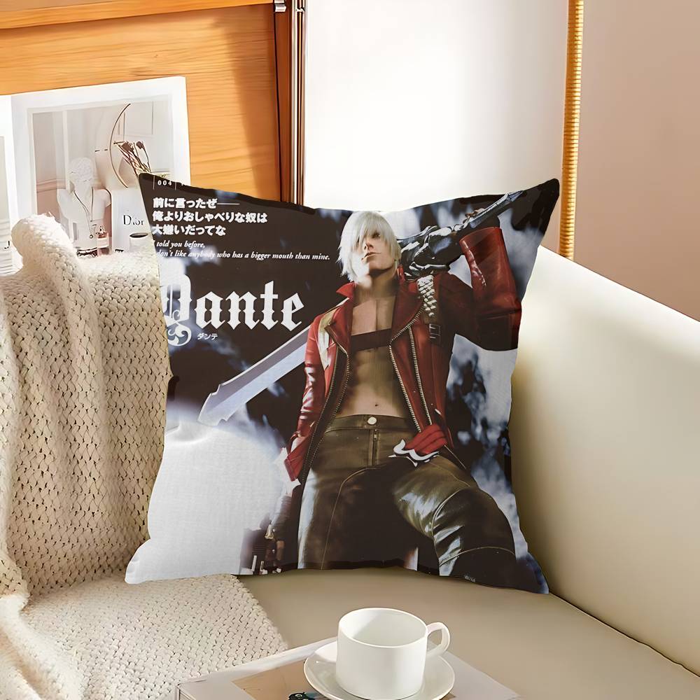 Classic D-Devil M-May C-Cry Action Game Pillow Covers Cartoon Sofa Decorative Home Double-sided Printing Short Plush Cute