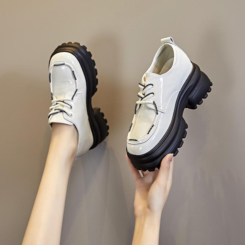 British style leather platform loafers summer new versatile heightening retro jk college style small leather shoes single shoes women