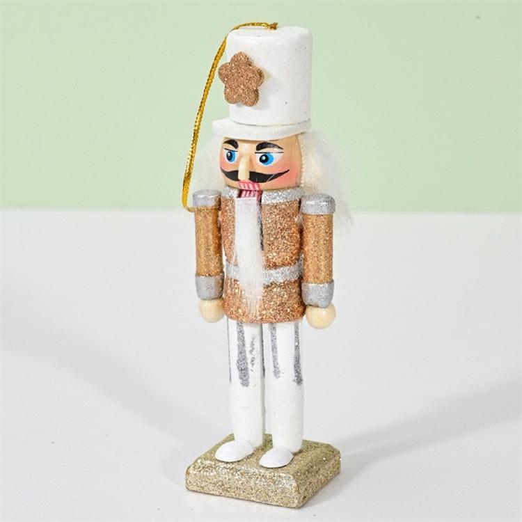 Sparkling Gold and Silver Nutcrackers Decors Elegant 12CM Wood Nutcrackers Ornament with Gold and Silver Accent