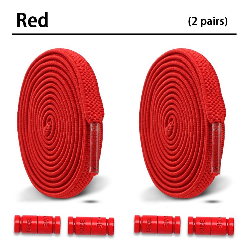 2Pair New Colorful Capsule Lock Shoelaces Without Ties Elastic Laces Sneakers No Tie Shoe Laces Kids Adult 0.6cm Flat Shoelace