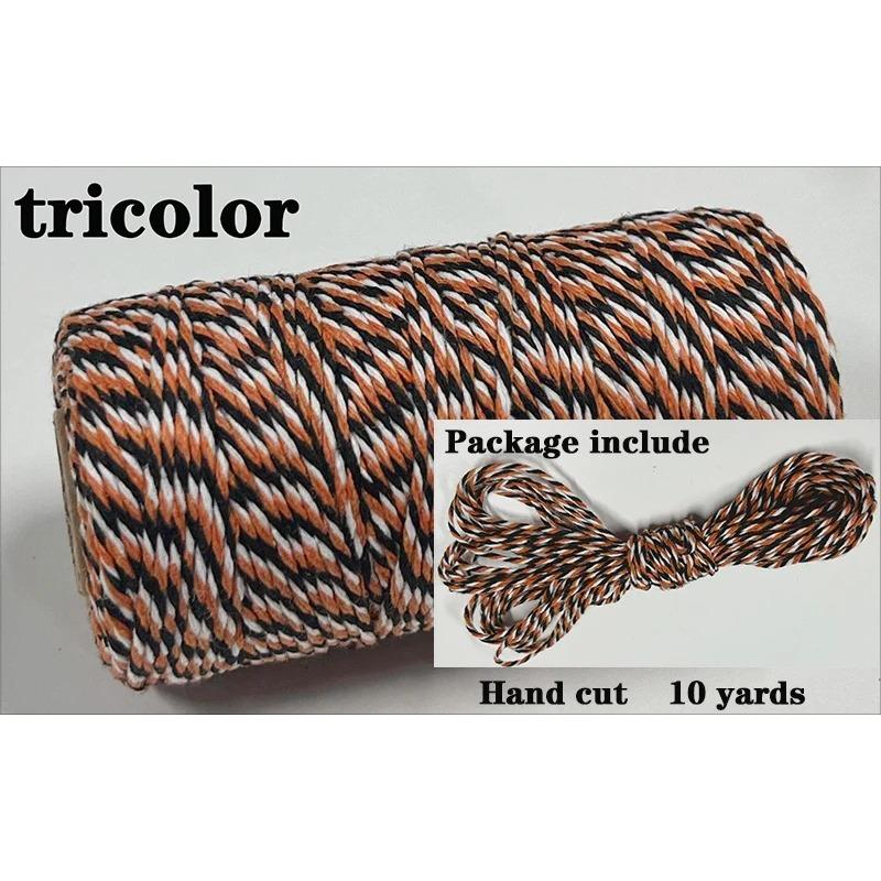 Sfoară Bumbac Bicolor 2mm 10 yarzi Sfoară Bakers Twine Fir Bumbac pentru Decor Acasă Handmade DIY Ambalare Cadou Crăciun