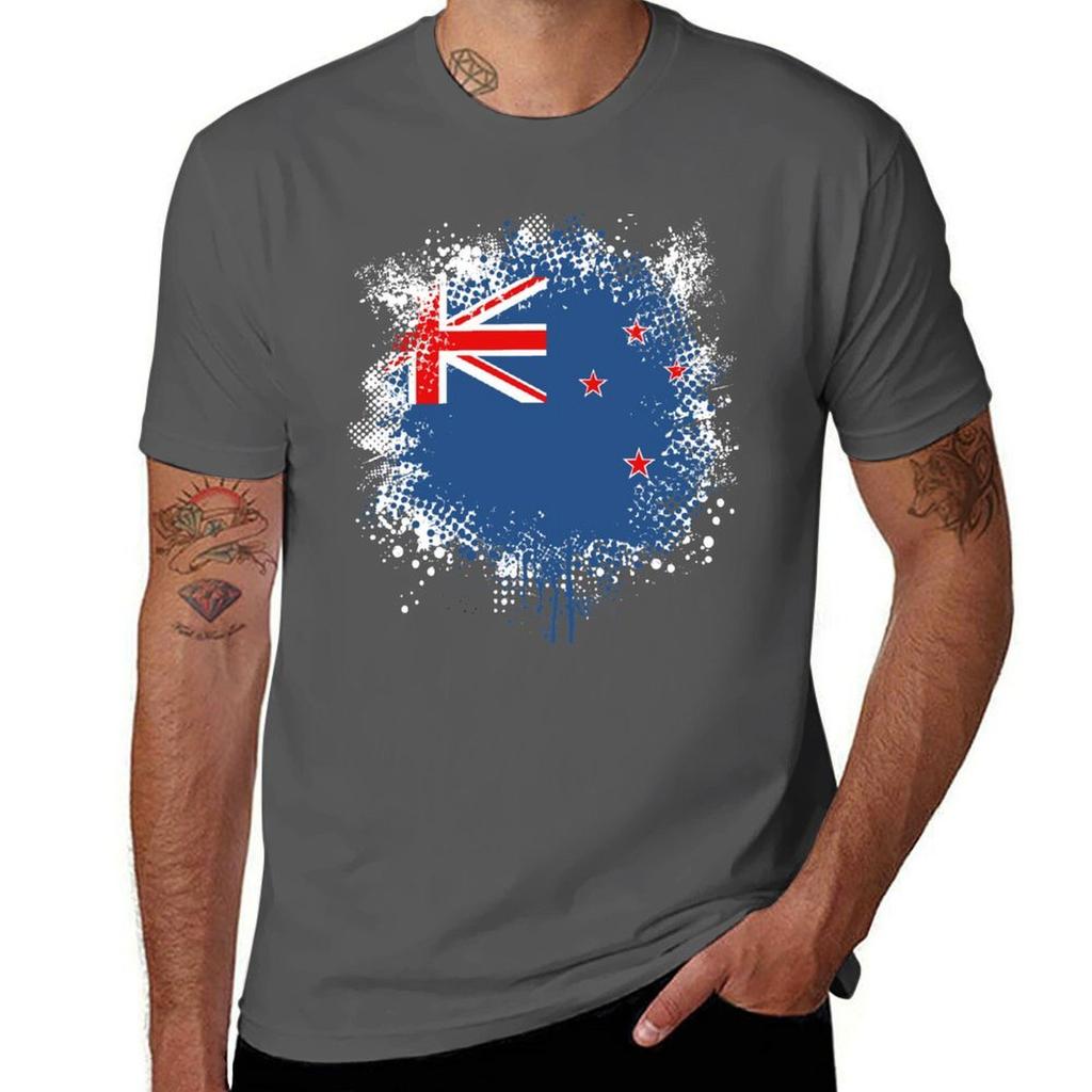 Flagge von Neuseeland Splat T-Shirt Fitness Schnelltrocknend Kurzarm Top