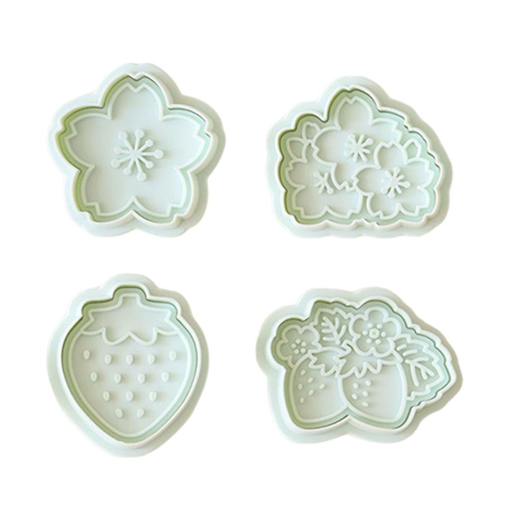 Flower Strawberry Biscuit Cutters Cookie Stamps Fondant Pastry Mould Plastic Cookie Cutters Kitchen Baking Supplies