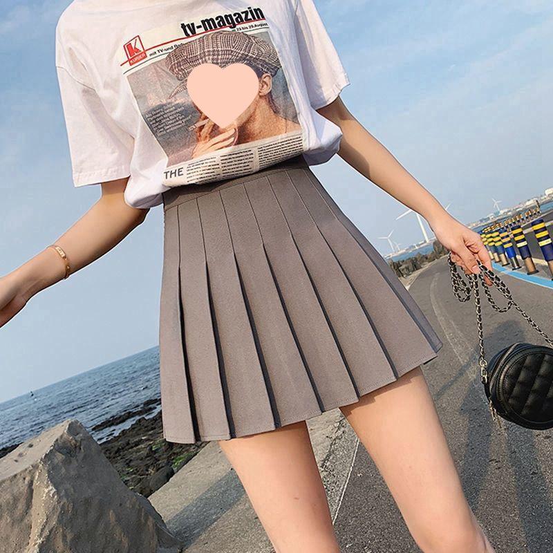 Japanese College Style A-Line High Waist Pleated Skirt - Slimming, Anti-Exposure, Solid Color, Girly Skirt for Spring and Autumn.