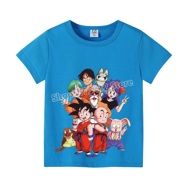 Dragons Ball Z T-shirt Goku Cartoon Anime Figures Short Sleeves Casual Kid Tee Y2K Round Neck Top Boy Summer Child Clothing Gift