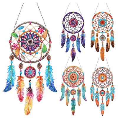 Dream CatcherTheme 2D/Flat DIY Hanging Diamond Art Kits Special Shape Diamond Painting Set Window Hanging Art for Home Decor