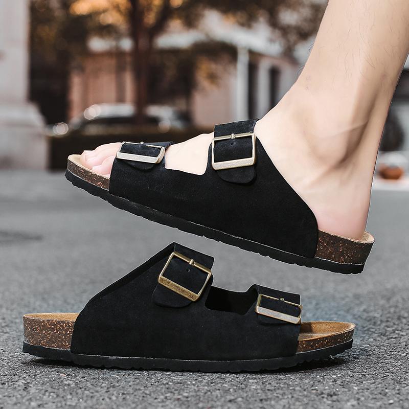 New Fashion Men's Cork Sandals Classic Cork Slippers Male Summer Beach Sandals