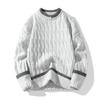 Sweater Plus Velvet Men's Knitted Sweater Fake Two-piece Trendy Loose Autumn and Winter Round Neck Casual