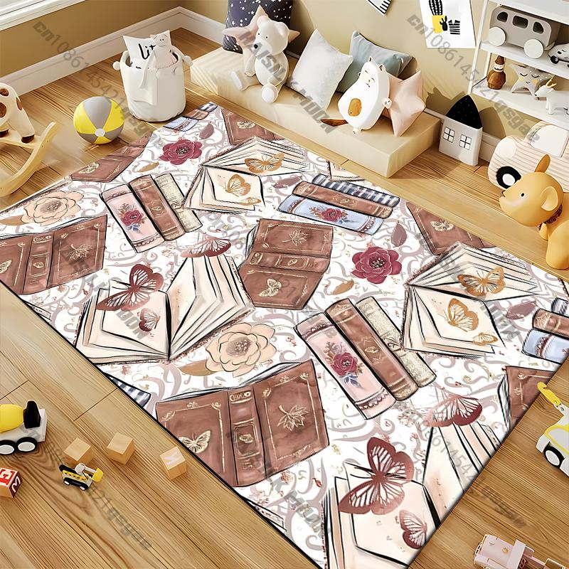15 Sizes Books and Butterflies Room Rug Street Fashion Carpet for Bedroom Living Room Floor Mat Home Decor Non-Slip Chair Gift
