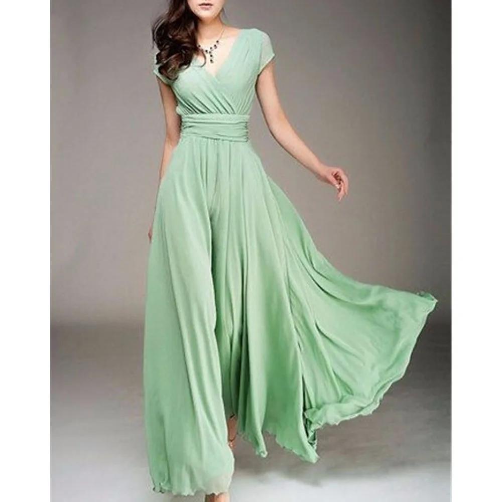 נשים בגדי נשים שרוולים קצרים סקסי מועדון Boho שמלת חוף ליידי קיץ מסיבת צוואר V עמוק עמוק שמלת מקסי נשים