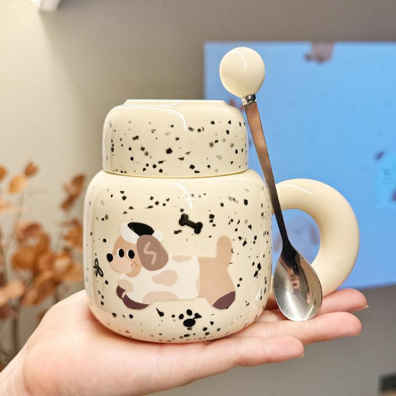 Souvenir Mädchen Niedlicher Keramikbecher mit Deckel Narzisse Welpe Wasserbecher Praktischer Becher Herren Kaffeetasse Geschenk