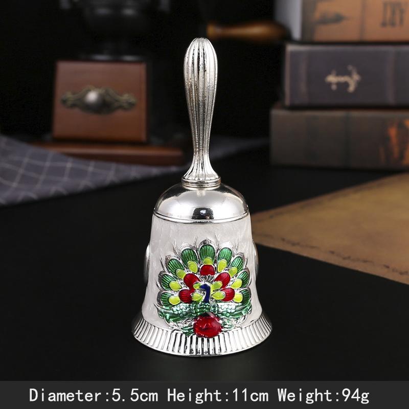 Europäischer Stil Pfauen-Glocken Metall-Handglocken für Senioren Kleinkinder Erwachsene Kinder Rufglocke Handglocke für Bar Hotel