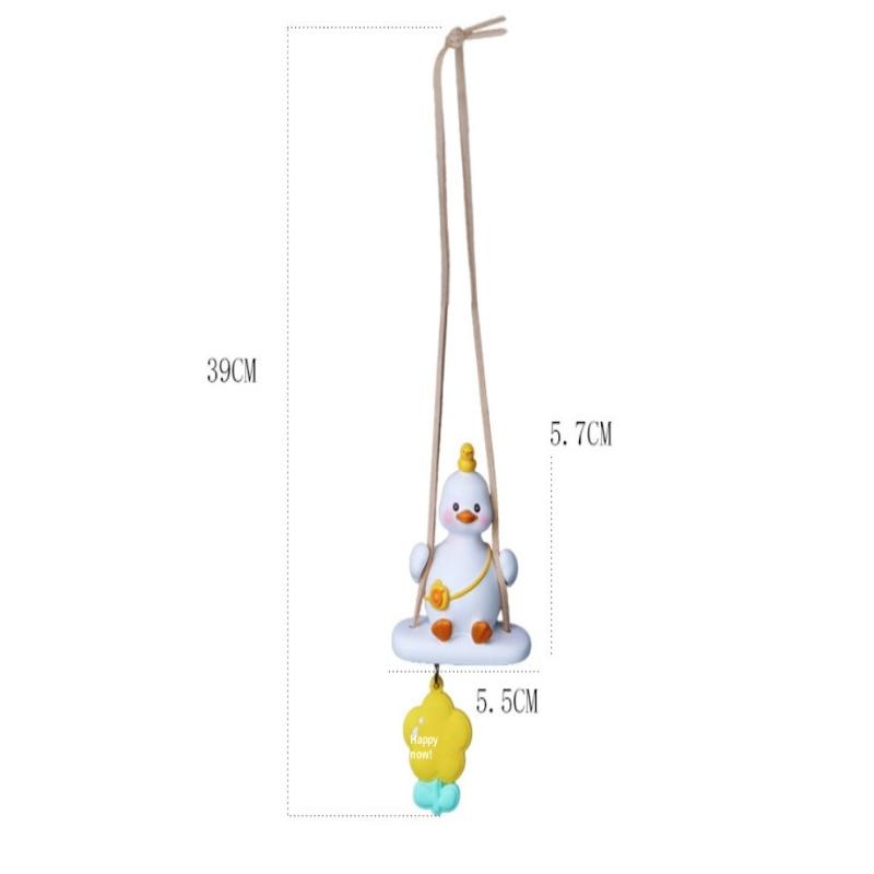 Cute Anime Car Accessory Swing Duck Pendant Auto Rearview Mirror Ornaments Birthday Gift Couple Accessories