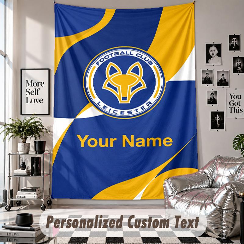 Wall Hanging Tapestry With Custom Name & Text, Leicester City Decorative Tapestry For Bedroom