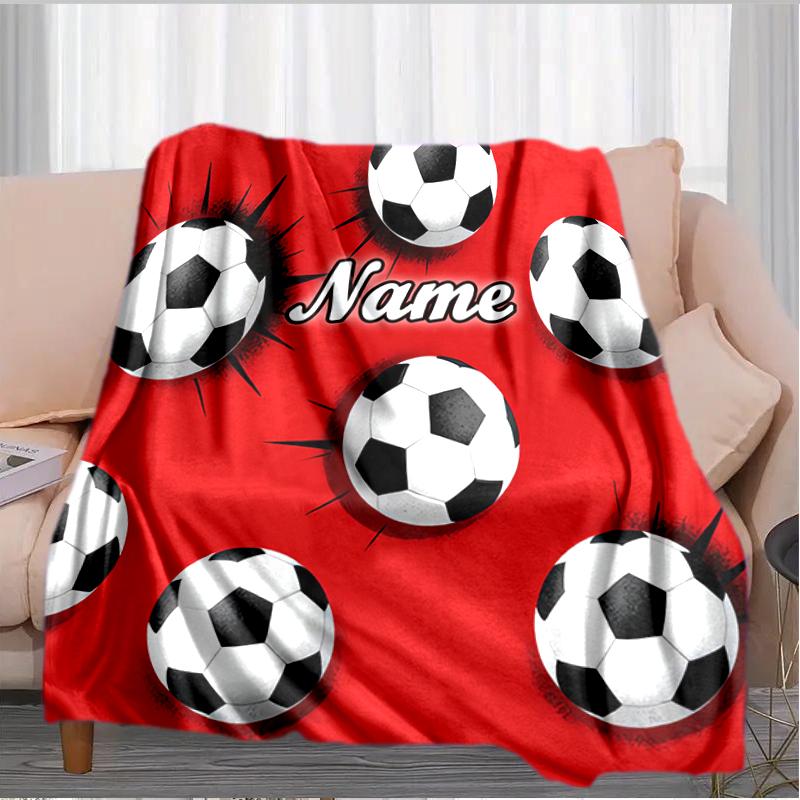 1PC Custom Name Soccer Ball Flannel Blanket Versatile,all-season Throw Suitable for the Living Room,bedroom,camping,travel,and Gift