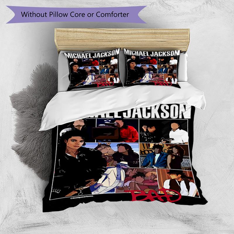 3pcs Duvet Cover Set (1*Duvet Cover + 2*Pillowcase, Without Core), Michael Jackson Print Bedding Set, Bedroom Decor, All‑Season, Birthday Gift