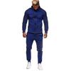 Men's Spring &  Round Neck Hooded Colour Blocking Cardigan Sweatshirt Suit