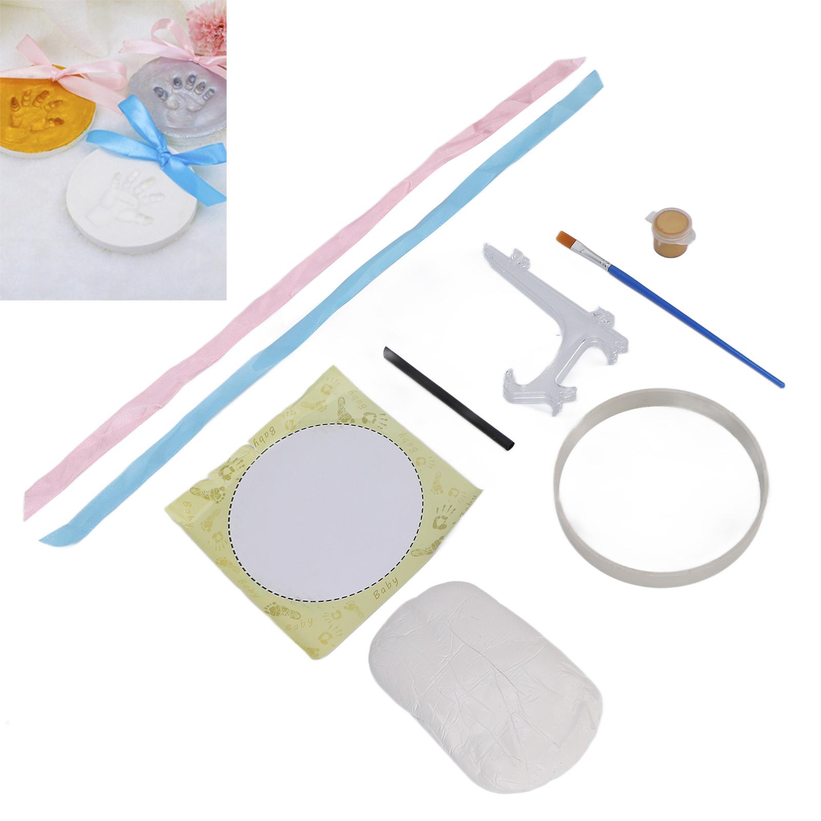 

Newborn Imprint Ornament Kit Decorative Powder Ribbon Baby Handprint Footprint Keepsake Kit