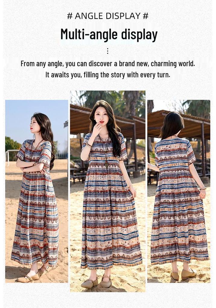 Bohemian Chiffon Midi Dress - Women's Plus Size, Slimming, Loose Fit, Summer Vacation Style (2026)