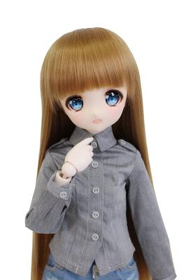 MDD MSD Compatible Long Sleeve Shirt with Solid Fits 40cm BJD Dolls [Petite Marie] 1/3 Epaulettes, Gray, Color, [Petite Marie] [No.0094]