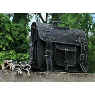 El yapımı Vintage Siyah Deri Dizüstü Messenger Sırt Çantası Çanta Satchel Evrak Çantası