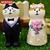 Zakka Japanese Wedding Cat Statue Cute Miniature Fairy Garden Accessories Artificial Landscape Toy Lawn Ornaments Model Ornament