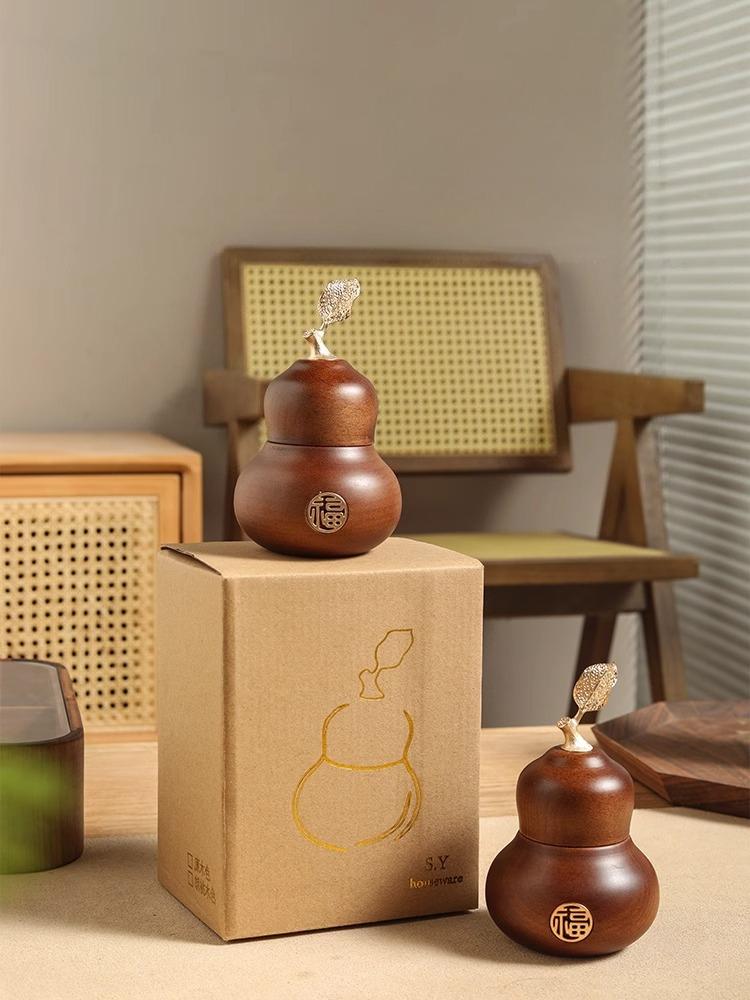 Massivholz Zahnstocherbox Haushalt Wohnzimmer Nussbaumholz Zahnstocherhalter Chinesisches Restaurant Kreatives Holzkürbis Aufbewahrungsglas