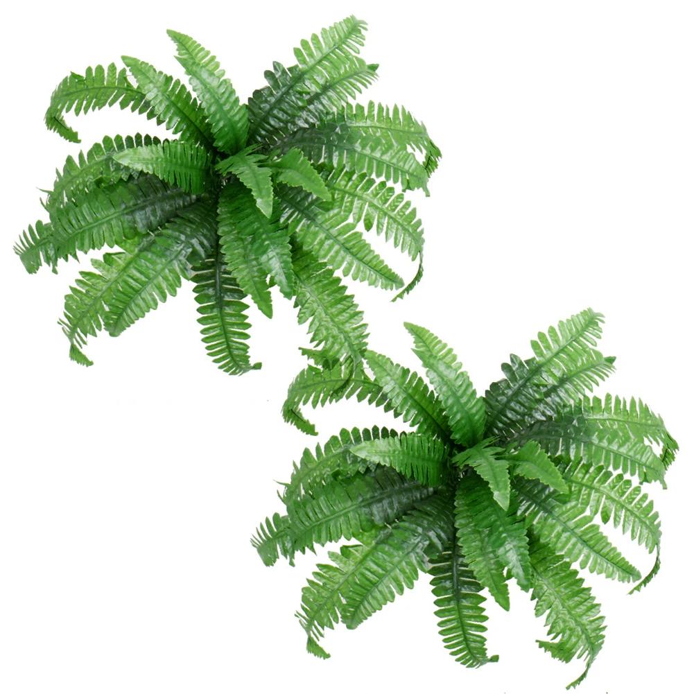 

2 шт. искусственных папоротника Boston Fern, поддельные папоротники, 20 листьев для каждого букета, кусты поддельного папоротника, реалистичные, 21 дюйм, для домашнего крыльца, окна