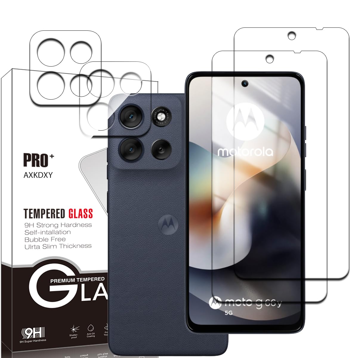 [Set of 2+2] Glass film (2 pieces) + Lens protection [2+2 pieces set] moto g66j 5G