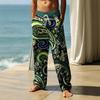 Retro D Printed Men's Loose Straight-leg Pants, Light and Breathable Seaside Home Pants Temu Explosion