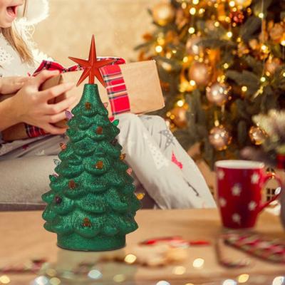 Artificial Tabletop Christmas Tree with Lights Ornament Centerpiece Star for Office Home Shop