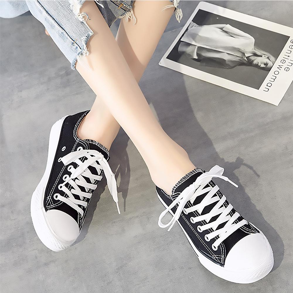 2025 Frühling Sommer Studentenschuhe Damen Canvas Freizeitschuhe Damen Canvas Schuhe Schnürung vorne Atmungsaktiv Angebot Damenschuhe