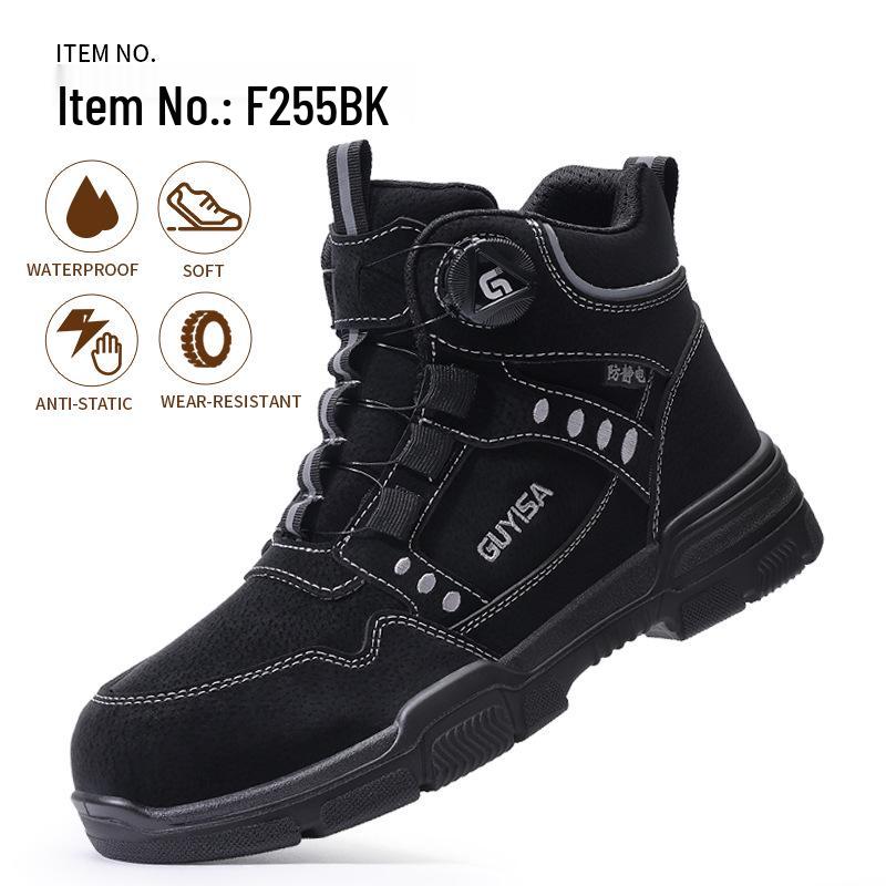 Anti-Static Fleece-Lined Safety Shoes - High-Top, Wear-Resistant, Dust-Free for Winter