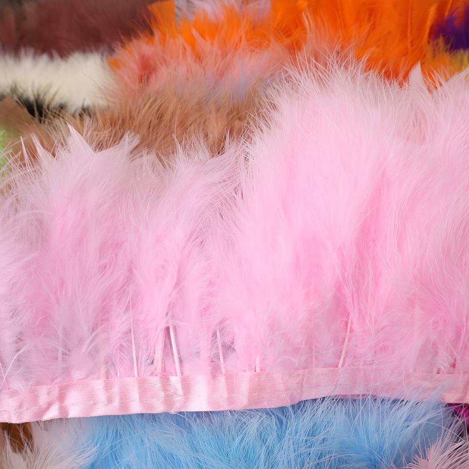 FeatherTurkey Feather Fringe 4-6inch Colorful Marabou Feather Tape for Handiwork Clothes Dress Handmade Cloth Strap Home Decoration