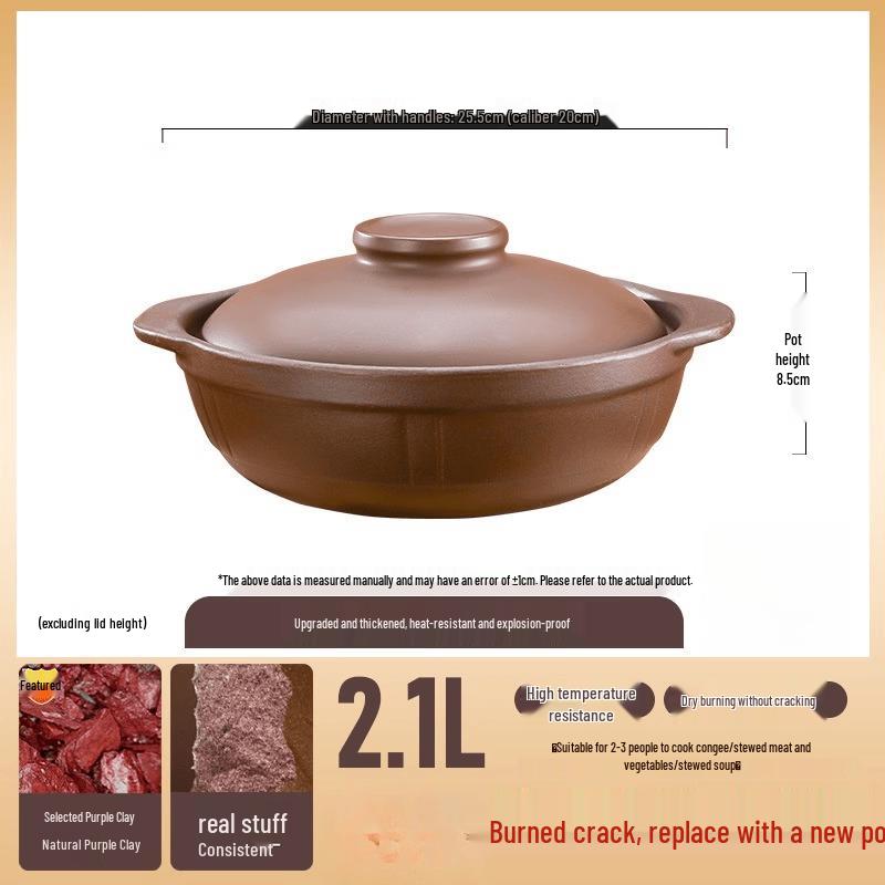 

Глиняный горшок для риса и супа из Цзыша, 2,1 л