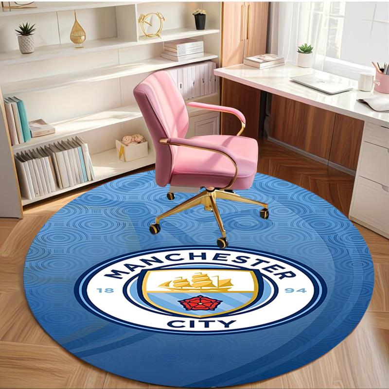 Football Team City FC Print Round Rug, Washable Floor Carpet, For Entryway Dorm Laundry Room Office Study, Home Decor Birthday Christmas Gift