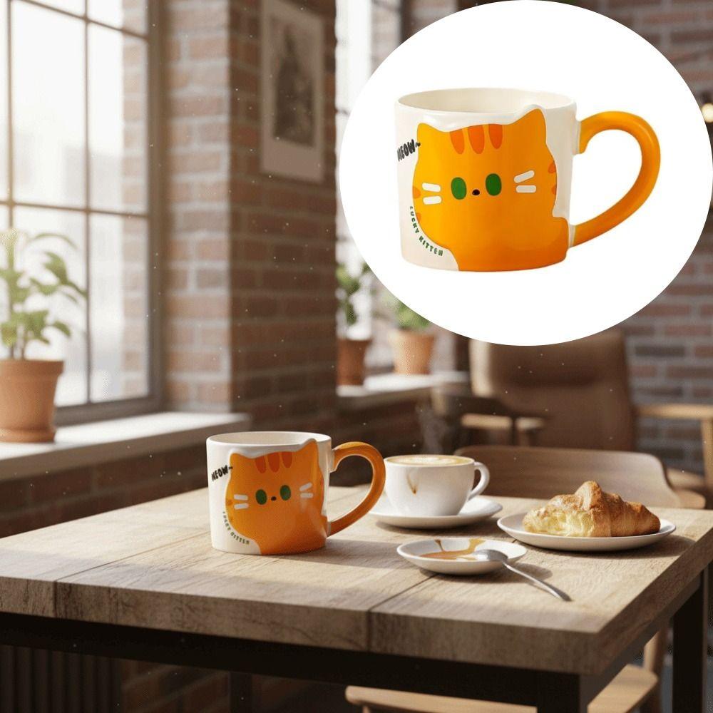 Cute Design Coffee Mug Cat Pattern Ceramic Mug Decorative Accessories Milk Cup Gift Giving