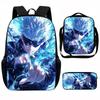 Set Zaino Scolastico Cartone Animato Anime Bambini Leggero Ergonomico Borsa a Spalla Doppia Con Portapranzo Astuccio Tessuto Oxford