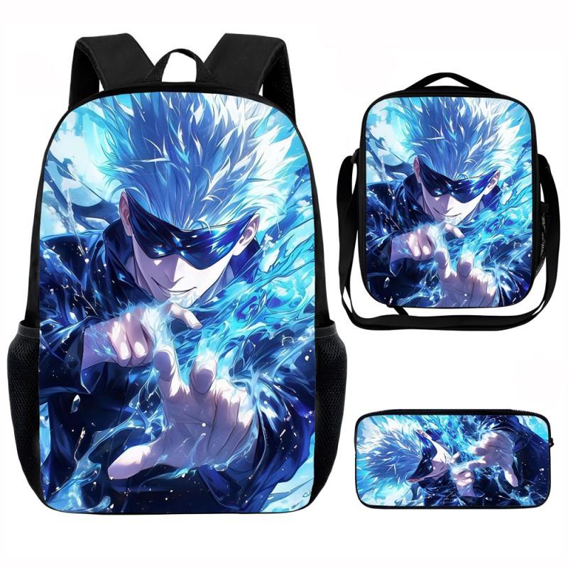 Set Zaino Scolastico Cartone Animato Anime Bambini Leggero Ergonomico Borsa a Spalla Doppia Con Portapranzo Astuccio Tessuto Oxford
