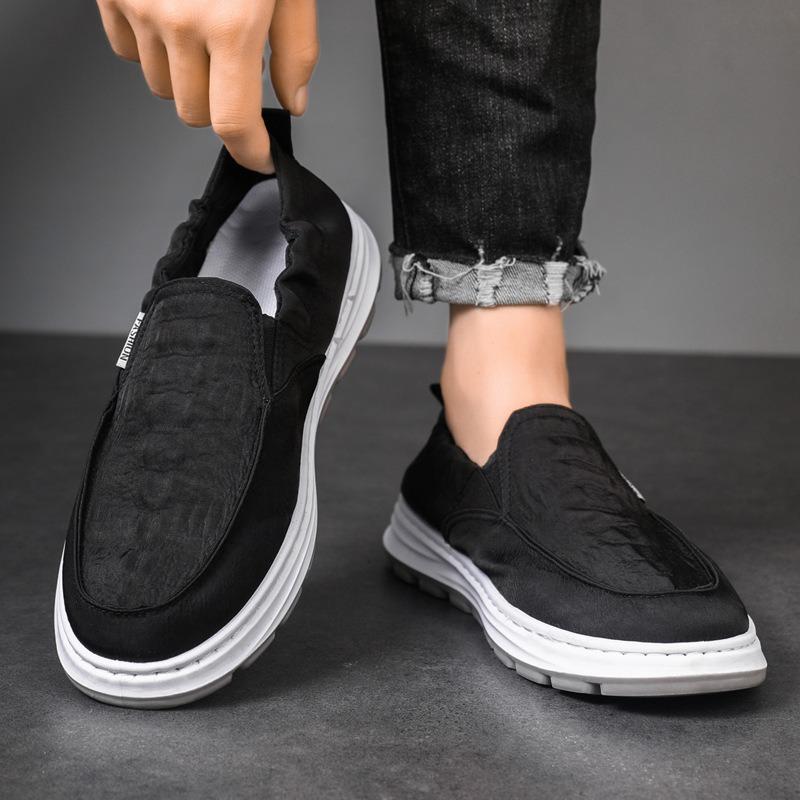 Cloth Shoes Men's Summer Breathable Non-slip Ice Silk Casual Shoes Men's Sports Work One-pedal Canvas Shoes
