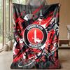 Charlton Athletic FC Mykt Flanell Fleecepledd Lett Koselig Varmt Kastepledd for Sofa Seng Hjemmeinnredning