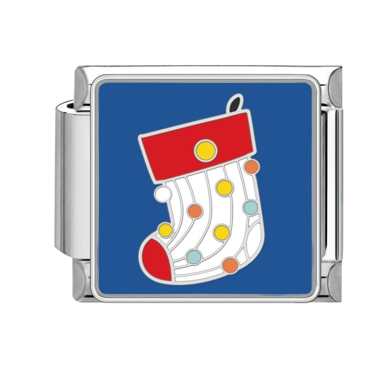 Lovely Santa Claus Snowman Christmas Tree Gloves Italian Charm Links Fit 9MM Stainless Steel Bracelet Women Men DIY Making Gifts