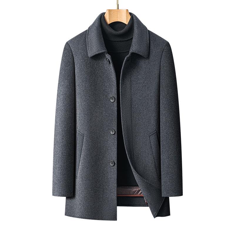 Men's Mid-Length Double-Sided Thick Wool Cashmere Coat