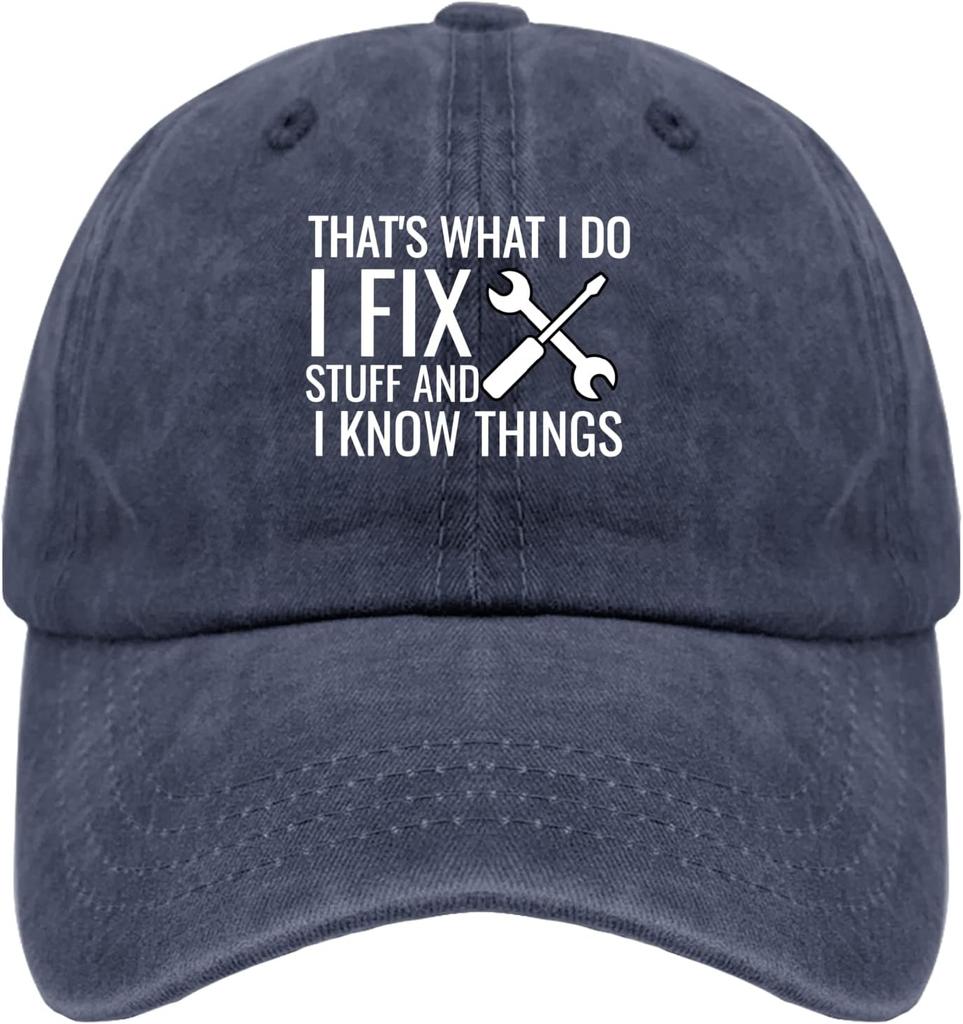 I Fix Stuff And I Know Things Graphic Baseball Cap Polyester Casual Adult Unisex Adjustable Hat
