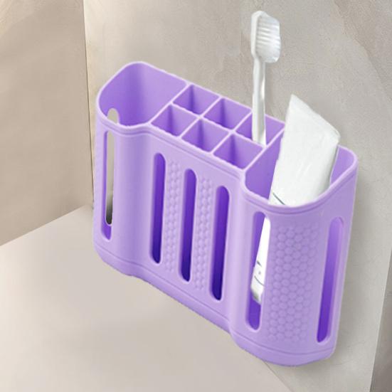 Wall-mounted Toothbrush Holder 8 Slots Bathroom Organizer Electric Toothbrush And Toothpaste Holder with Suction Cup for Bathroom Accessories