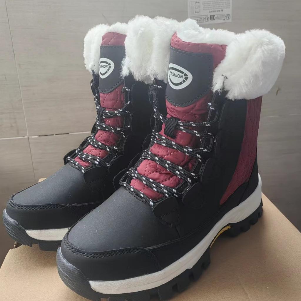 Winter new velvet warm high-top women's shoes student fashion trend medium tube snow boots outdoor cotton shoes women