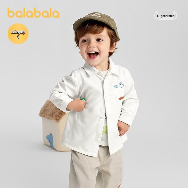 Balabala Baby Summer Long Sleeve Collared Shirt