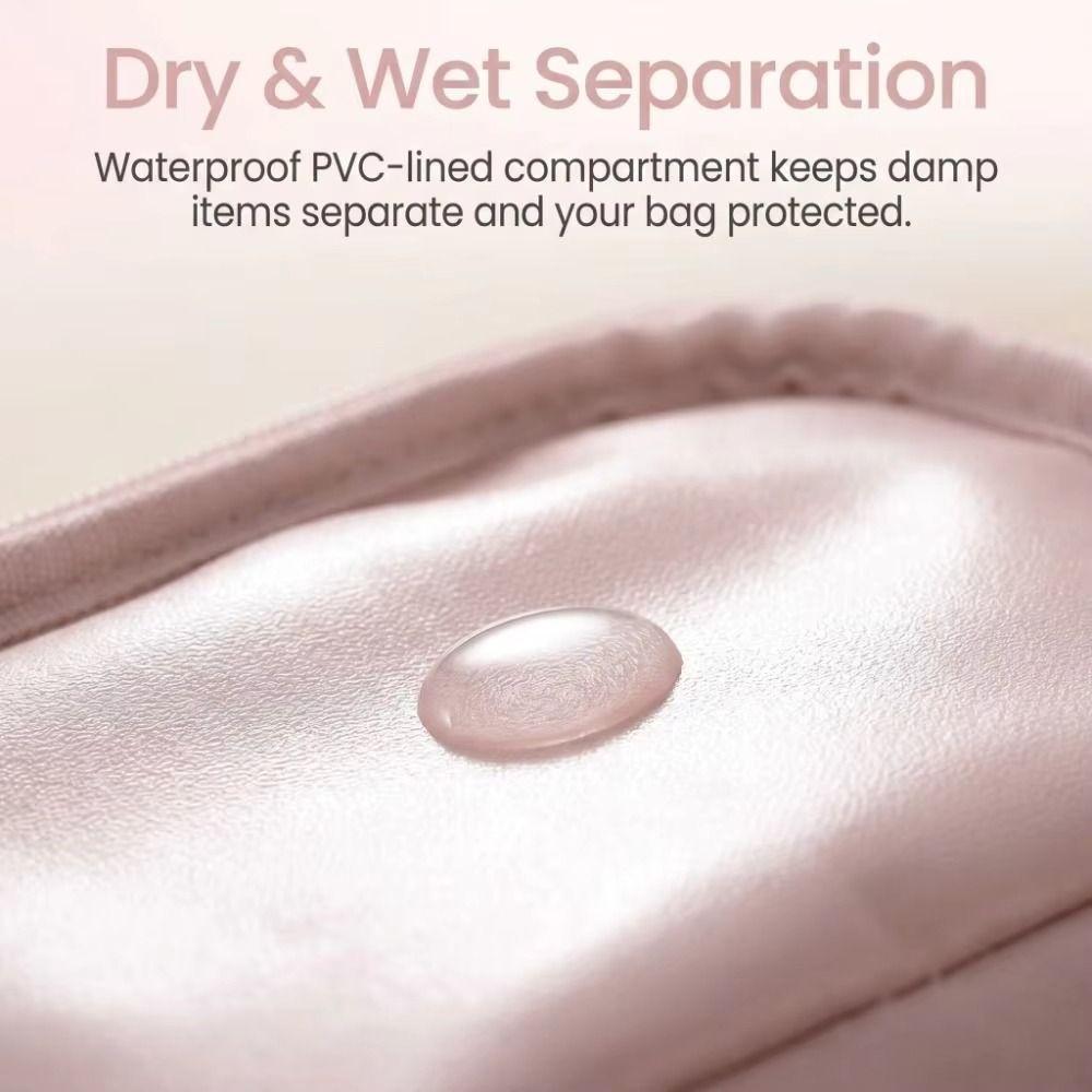Dry-wet Separation Portable Cosmetic Pouch Large Capacity Makeup Handbag  Bathroom Storage